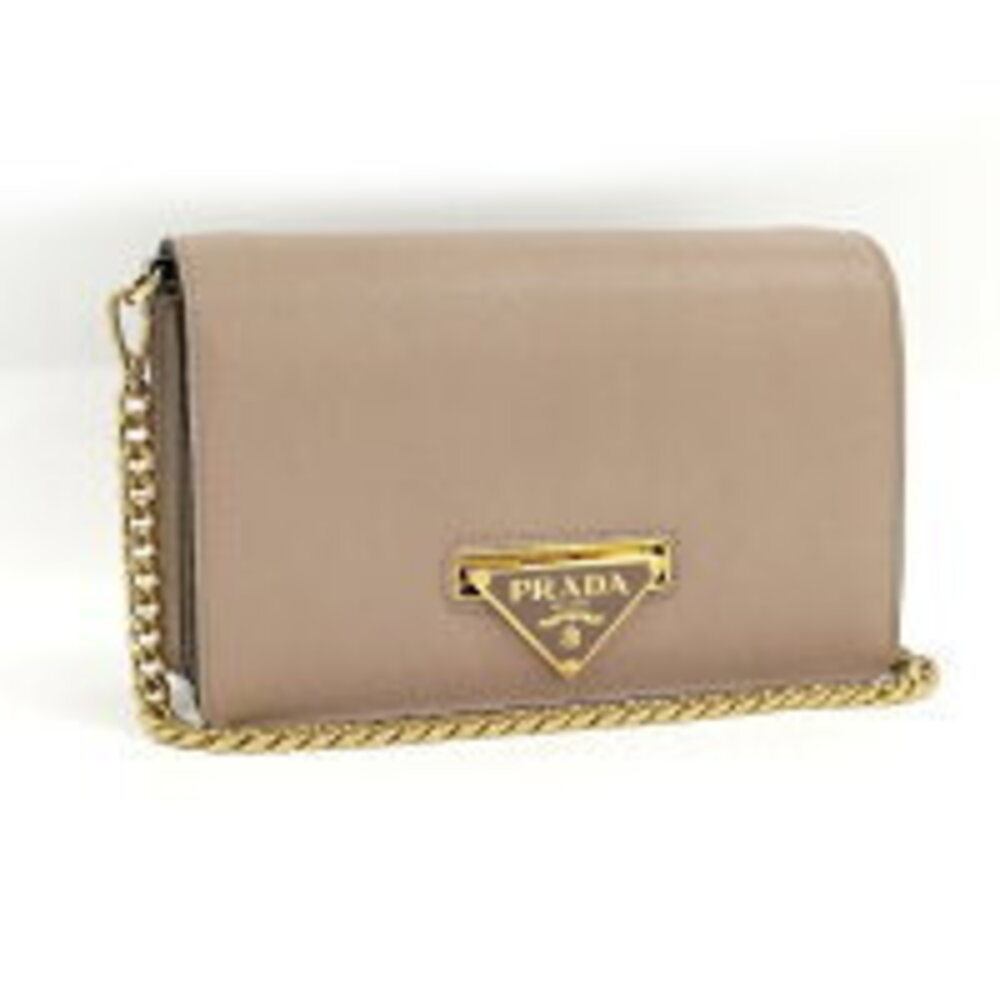 PRADA Chain Shoulder Bag Logo Leather - Picture 1 of 9